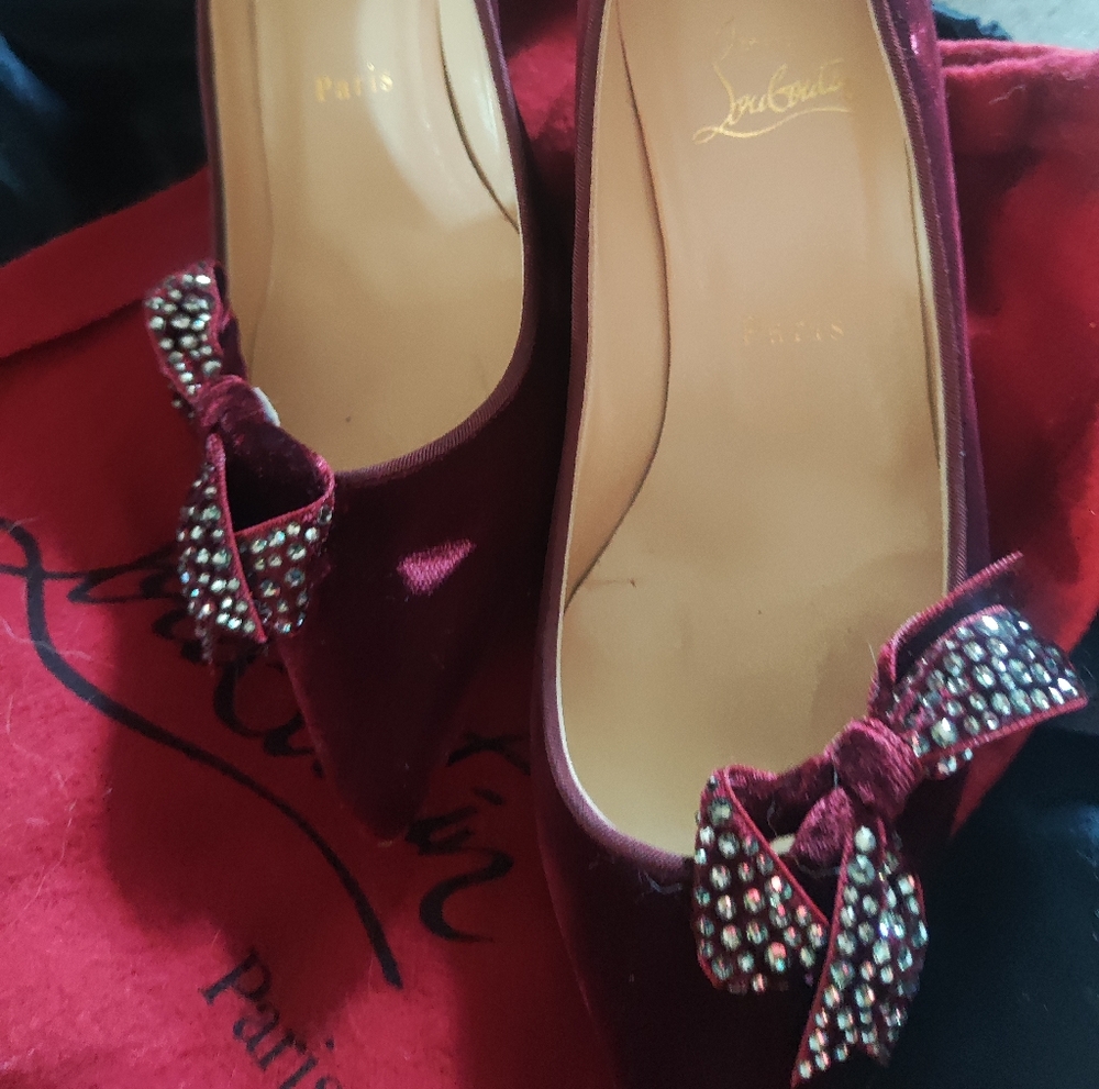 Christian Louboutin Velvet Heels with Bow
